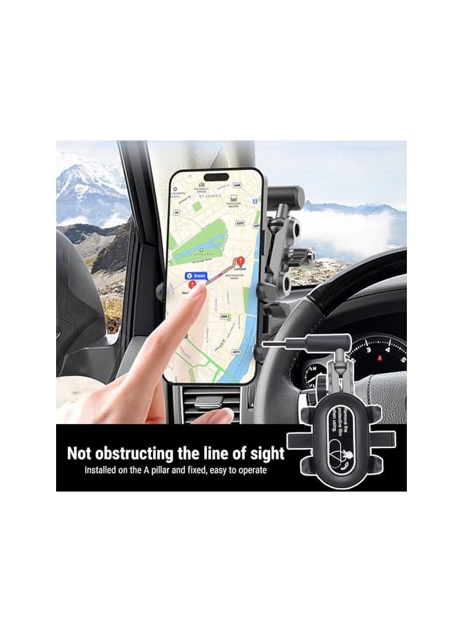 S-TOP A Pillar Grab Handle Phone Mount, 360 Rotation Adjustable Car Phone Holder with Spherical Joint for Tank 300 500 Pajero, Secure Stable Support Off Road Bumpy Road (4 Claw) - Image 4