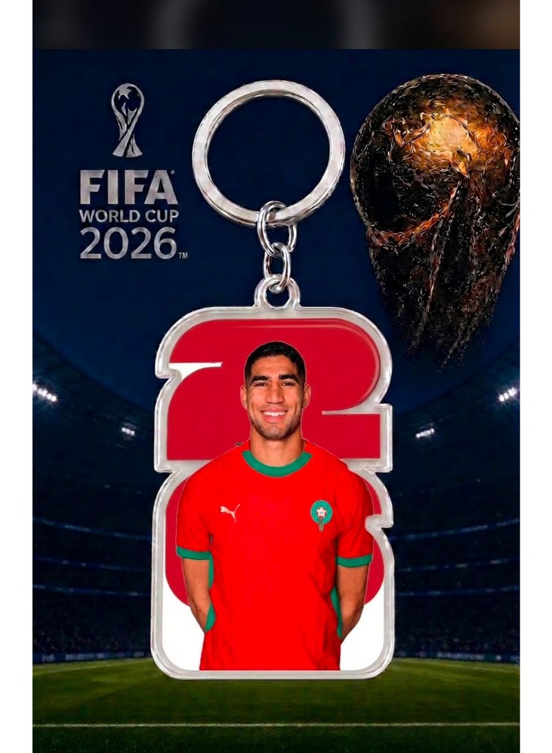 ميدالية مفاتيح كأس العالم 2026 أشرف حكيمي - لاعب المنتخب المغربي لكرة القدم