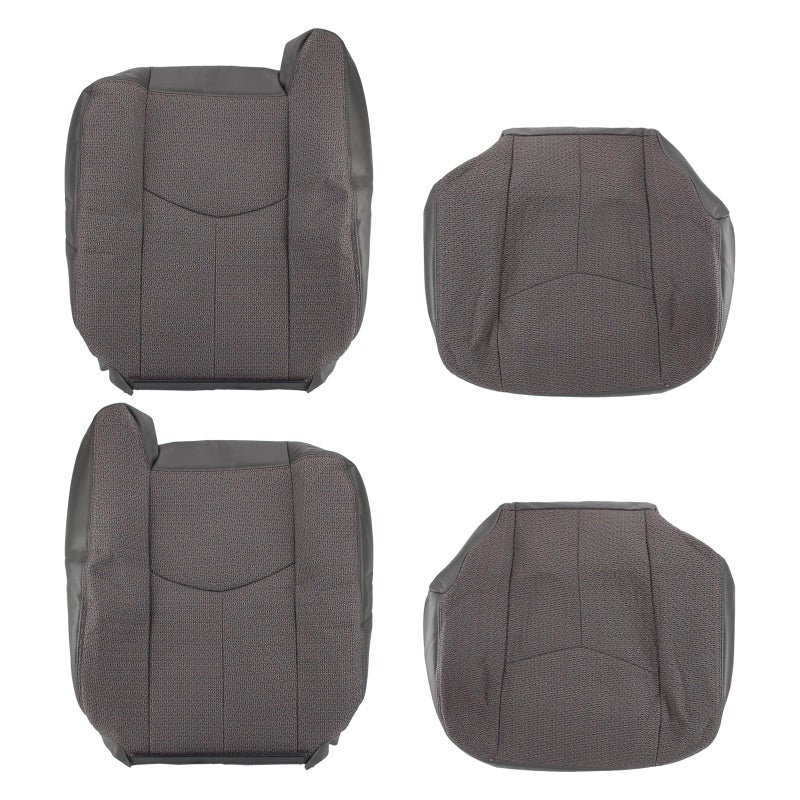 AUTOKAY Front Bottom Top Cloth Seat Cover Gray for GMC Sierra 2003 2004 2005 2006 2007 2 Pcs Bottom Seat Cover and 2 Pcs Back Seat Cover Cloth Vinyl