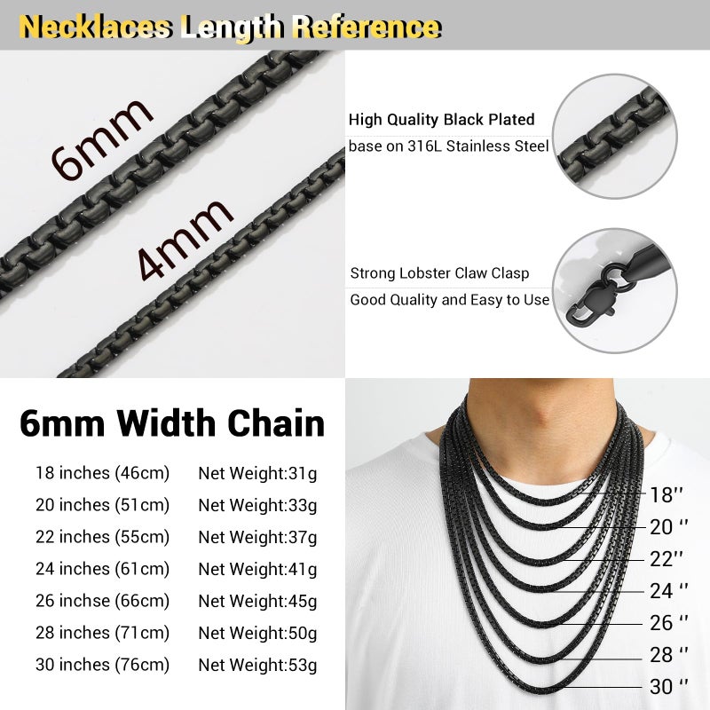PROSTEEL Stainless Steel Chain Necklace Men Jewelry 24inch Trendy Chains Necklaces for Him Rapper Chain Black Necklace - Image 4