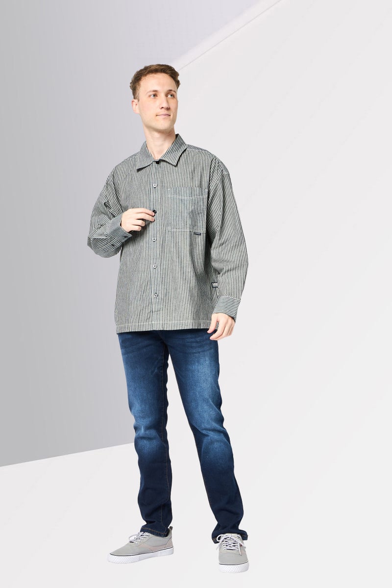 G-Star RAW Men Oversized Fit Stripe Long Sleeve Casual Shirt, Multicolor - Image 2