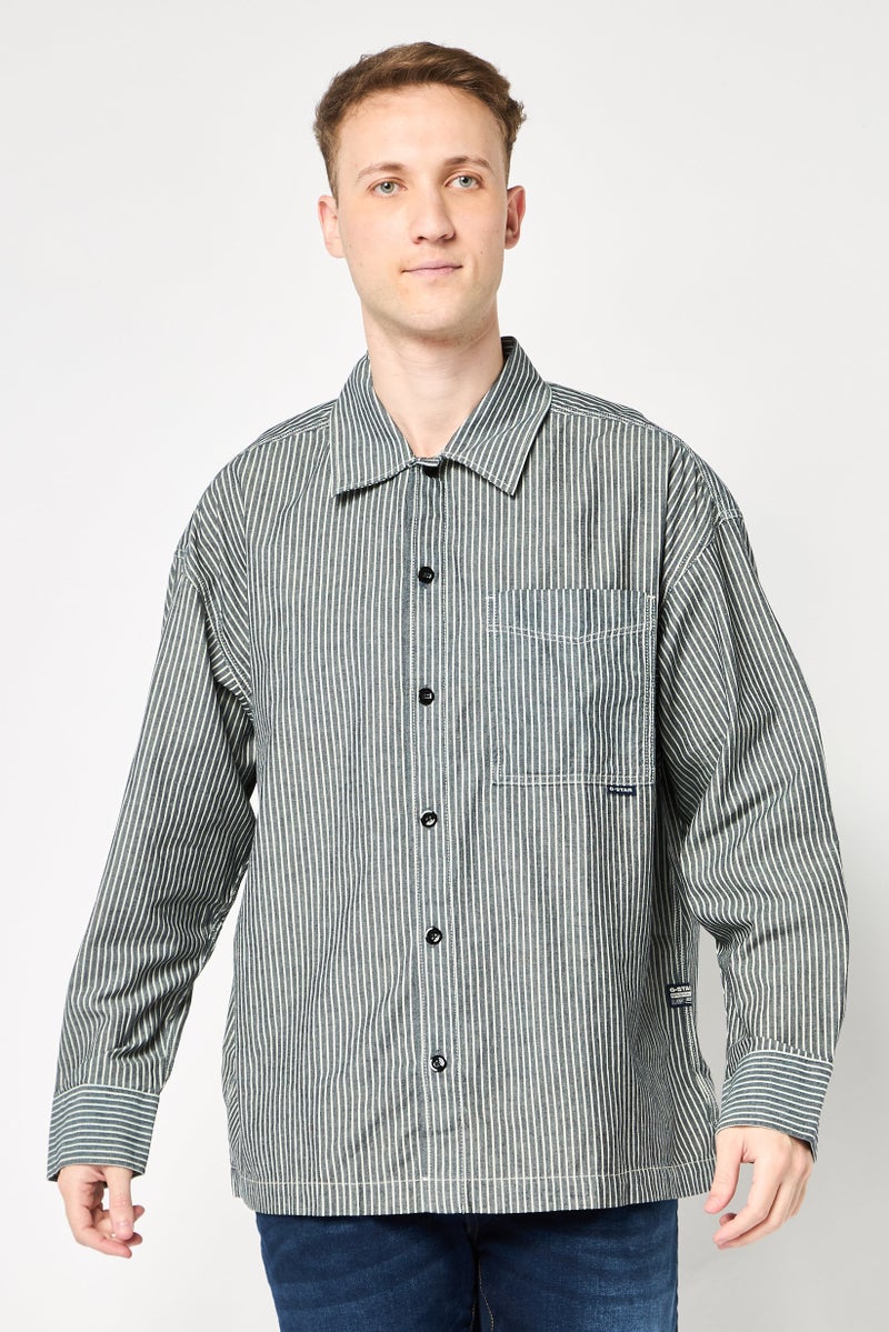 G-Star RAW Men Oversized Fit Stripe Long Sleeve Casual Shirt, Multicolor - Image 1