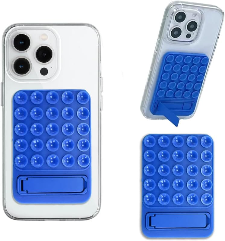 ClickCase 2 in 1 Sticky Phone Grip with Powerful Silicone Suction Cup & Kickstand Mount for Any Mobile Phone,Provides Multiple Mounting Options for Selfies,Reels & Video Recording (Blue) - Image 1
