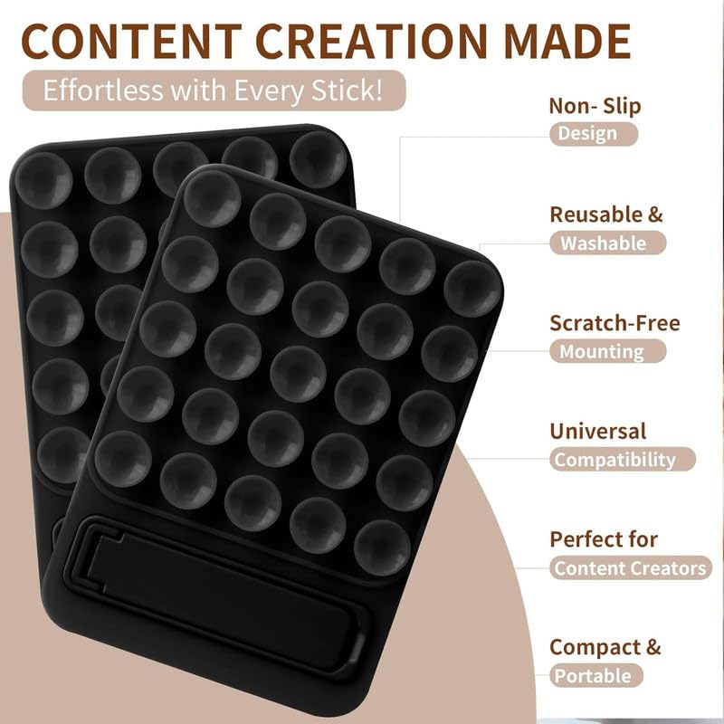 ClickCase 2 in 1 Sticky Phone Grip with Powerful Silicone Suction Cup & Kickstand Mount for Any Mobile Phone,Provides Multiple Mounting Options for Selfies,Reels & Video Recording (Blue) - Image 3