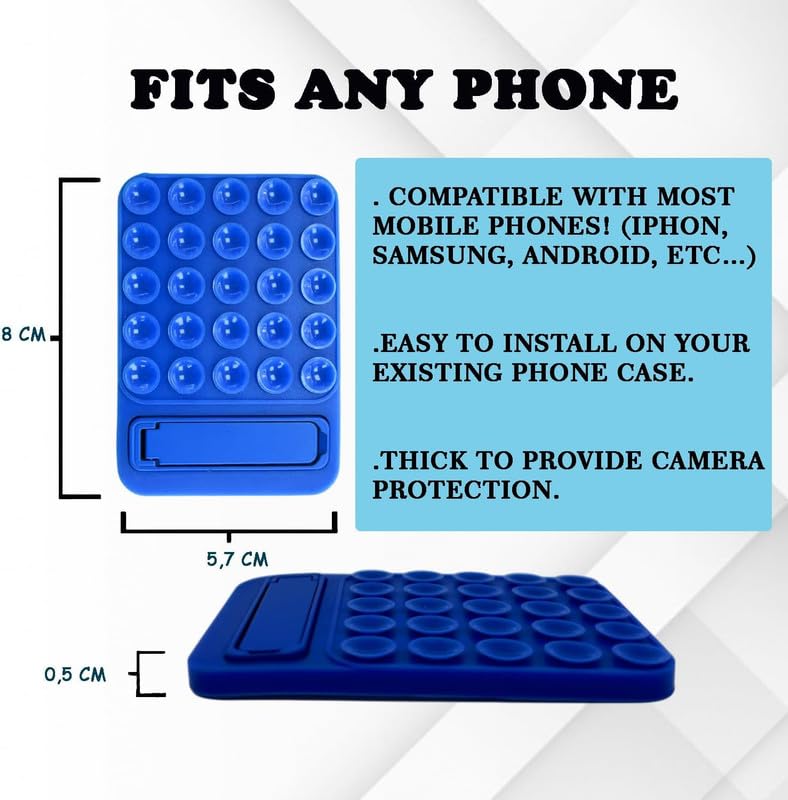 ClickCase 2 in 1 Sticky Phone Grip with Powerful Silicone Suction Cup & Kickstand Mount for Any Mobile Phone,Provides Multiple Mounting Options for Selfies,Reels & Video Recording (Blue) - Image 2