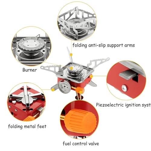coku Stainless Steel Portable Camping Gas Stove Mini Powerful Butane Gas Stove for Travelling Portable Lightweight Gas Burner for Emergency Use Hiking Outdoor Travel. - Image 4