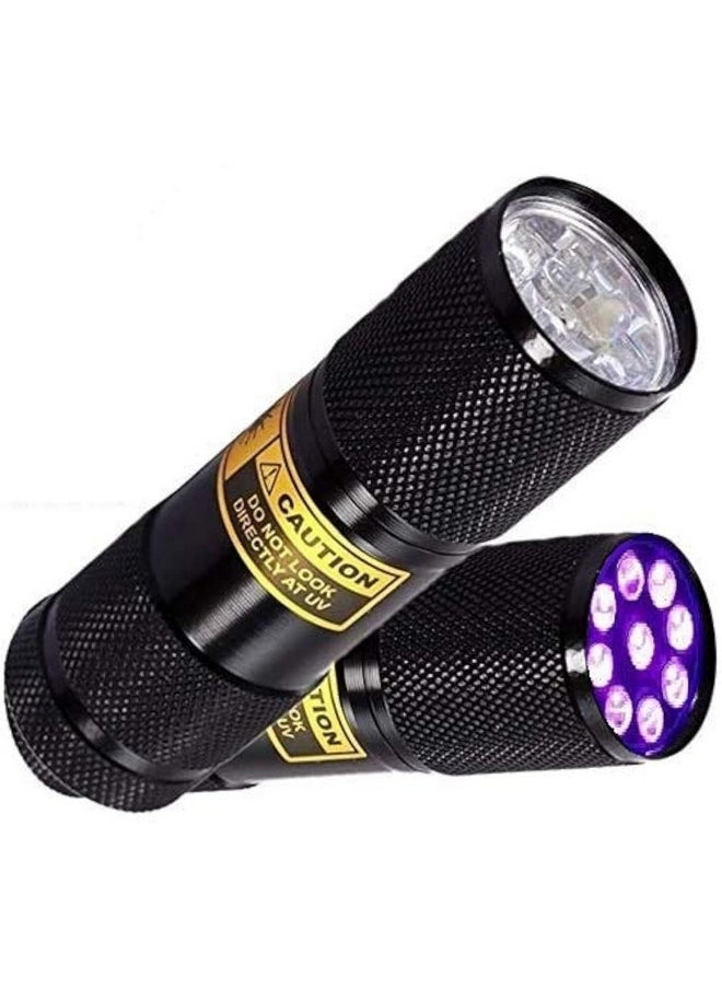 Bright Eyes - 2-Pack - Best Black Light - Top Uv Pet Urine Stain Detector - Head Lice Or Bed Bug Revealer (Aluminum, 9 Led) - Image 1
