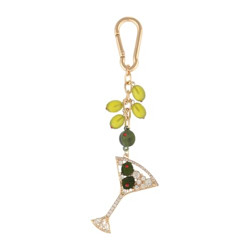 Madison Tyler Martini Olive Cute Green Keychains for Women | Bag Charms for Handbags | Gold Plated Purse Charms for Handbags Decor Backpack Bag Trendy - Image 1