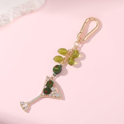 Madison Tyler Martini Olive Cute Green Keychains for Women | Bag Charms for Handbags | Gold Plated Purse Charms for Handbags Decor Backpack Bag Trendy - Image 2