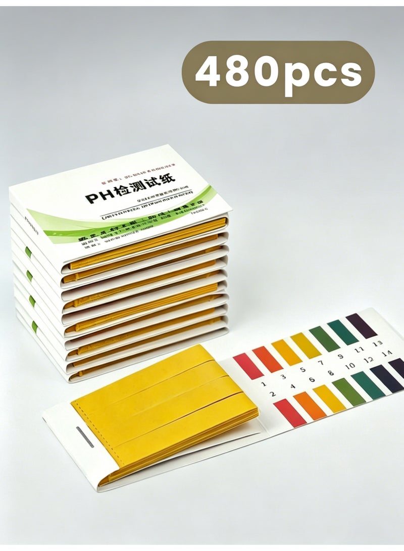 KBS 480pcs Strips Full Range PH Alkaline-Acid Test Paper Yellow One Size - Image 1