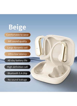 ER256 Wireless Earbuds, Bluetooth 5.4, 30H Playtime, Sweatproof, Secure Fit for Sport, Hi-Fi Sound with Cashmere Diaphragm-Beige - view 2