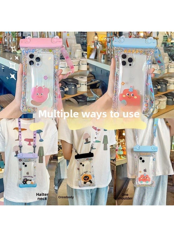 general Mobile Phone Waterproof Bag Drifting Swimming Water Splashing Festival Hot Spring Quicksand Airbag Floating Waterproof Cover Cute Cartoon Touch Screen-Color:Transparent White # Single Hole Ordinary - Image 2