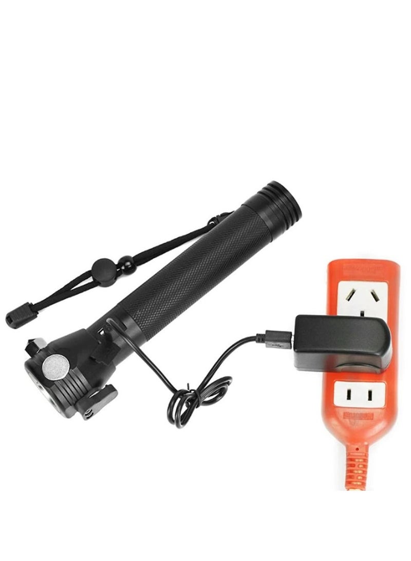 general Solar Power Flashlight LED Rechargeable  Portable Hand Light  Outdoor Flashlight with Safety Hammer and Compass For Camping - Image 4