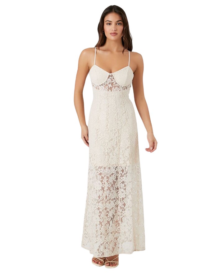 FOREVER 21 Crochet Lace Sheer Maxi Dress - Image 1