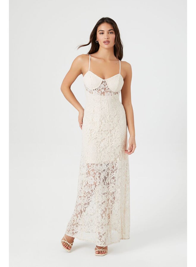 FOREVER 21 Crochet Lace Sheer Maxi Dress - Image 3