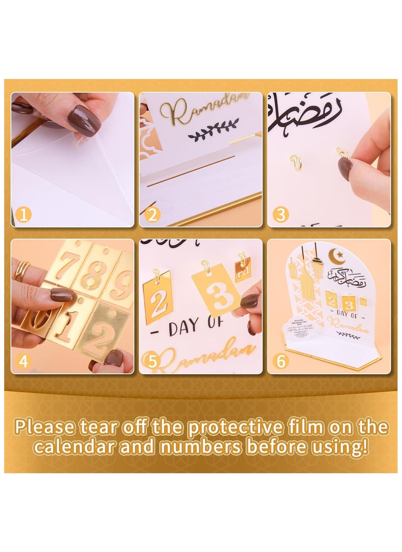 Eworld Ramadan Wooden Advent Calendar, Elegant Countdown Decoration with Acrylic Craft Ornaments for Home, Eid Celebrations, and Kids' Gifts, Featuring a 30-Day Countdown  - Image 3