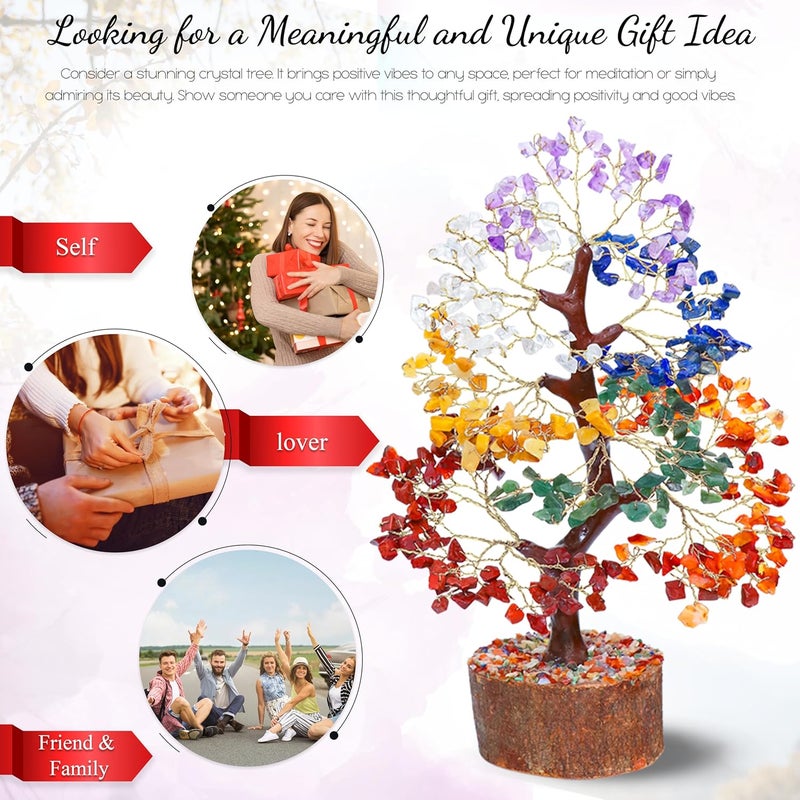 Crocon Seven Chakra Tree of Life for Positive Energy Feng Shui Decor Fake Bonsai Crystals and Healing Stones Money Tree Room Decor 7 Chakra Stone Healing Crystals Spiritual Gifts - Image 4