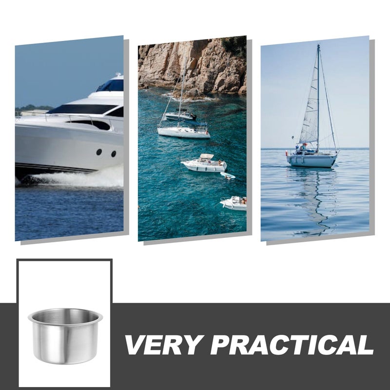 2Pcs Stainless Steel Recessed Cup Holders for RV Boat Marine Yacht Drink Can Storage - Image 4