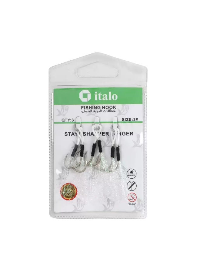 Italo Twin Glow Fishing Hooks Fishing Accessories and Equipment Size 3# - 3pcs - Image 2