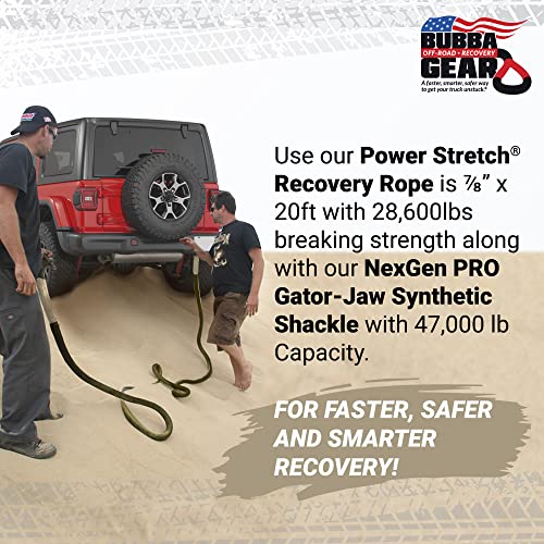 Bubba Rope Heavy-Duty Off-Road Vehicle Tow Recovery Gear Set Renegade Power Stretch Recovery Rope, 3/4” x 20’ & NexGen PRO Gator-Jaw Synthetic Shackles, 3/8” x 6.5” - Desert Tan - Image 3