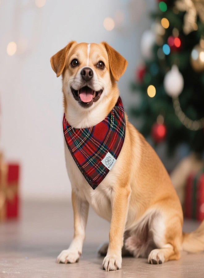 E-Clover Christmas Dog Bandanas Matching Owner Scarf Lines Dog Bandana Bibs with Tartan Scarves Shawl for Small Medium Dogs Mom Outfit Gifts Red Blue Green - Image 5
