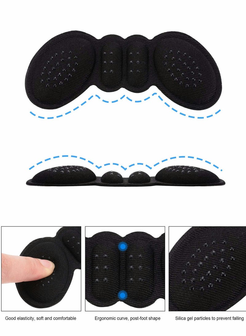 SYOSI Heel Cushion Pads, 6 Pairs Heel Shoe Grips Liner Self-Adhesive Shoe Insoles Foot Care Protector (Black and Skin Color) - Image 3