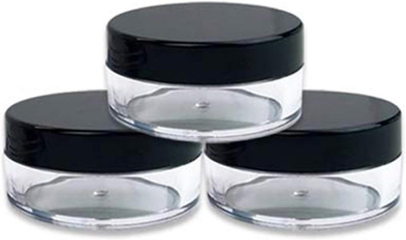 Lip Scrub Containers 100pcs 2g 3g 5g 10g 15g 20g Empty Travel Cream Jar Pots Clear Sample Refillable Bottles Eyeshadow Lip Balm Storage Box(Black Caps,10g) - Image 1