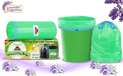 Shalimar Premium OXO Biodegradable Drawstring Garbage Bag, 120 Bags, 48x56 cm, Green, Heavy Duty Leak Proof Lavender Scented Trash Bags for Home and Office Use - Image 3