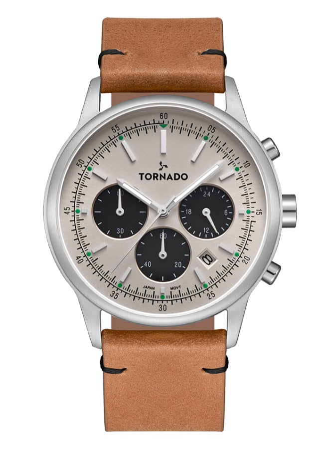 TORNADO Men's Leather Multi Function Watch T24108-SLEI - 42.4 mm - Image 1