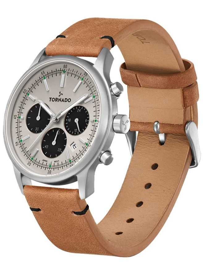 TORNADO Men's Leather Multi Function Watch T24108-SLEI - 42.4 mm