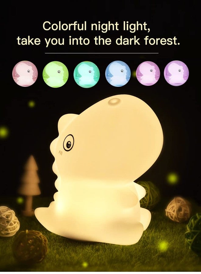 CYMNIX Cute Silicone Dinosaur Kids Night Lights -USB Rechargeable Animal Silicone Lamps with Touch Sensor - Portable Color Changing Glow Soft Cute Baby Infant Toddler Gift - Image 5