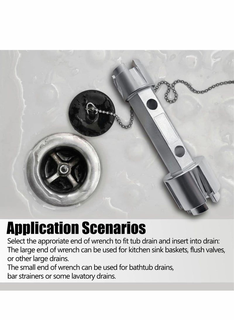 SYOSI Tub Drain Remover Wrench Tub Drain Wrench Tub Dual Ended Drain Wrench Drain Remover Tool Zinc Alloy Wrench for Bathroom and Bathhouse - Image 5