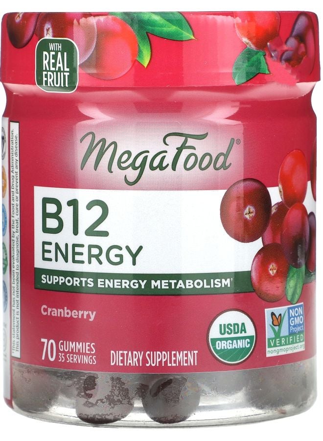 MegaFood B12 Energy Cranberry 70 Gummies