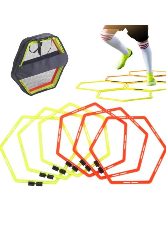 6 قطع حلقات خماسية الشكل للسرعة مع حقيبة – حلقات سداسية، حواجز مرونة لتدريب القدمين مع حقيبة - Image 1