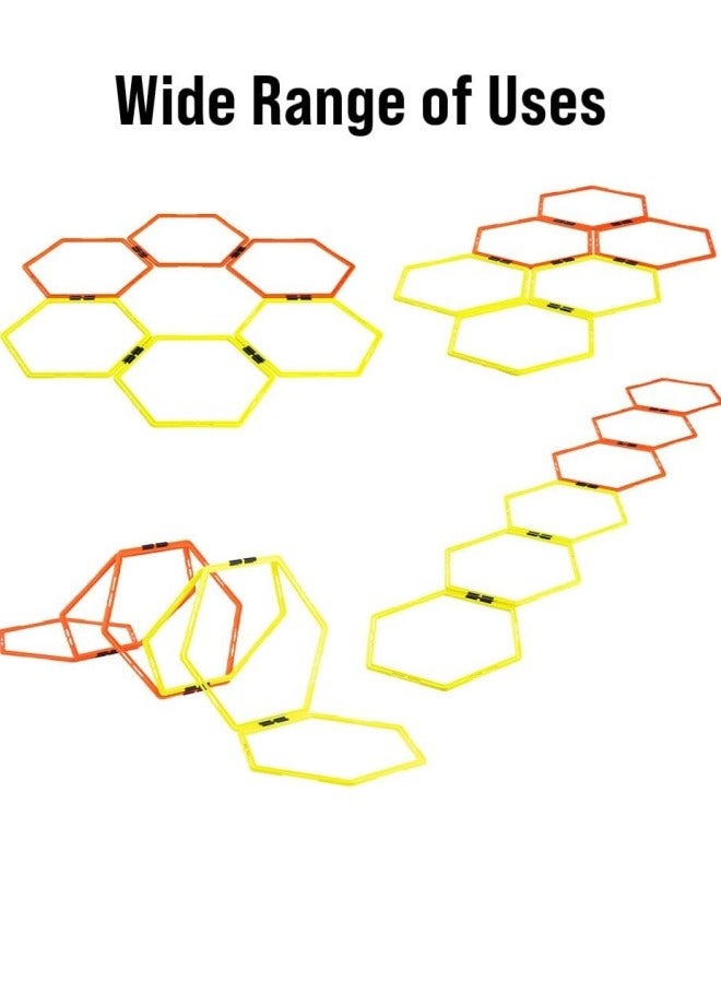 6 قطع حلقات خماسية الشكل للسرعة مع حقيبة – حلقات سداسية، حواجز مرونة لتدريب القدمين مع حقيبة - Image 2