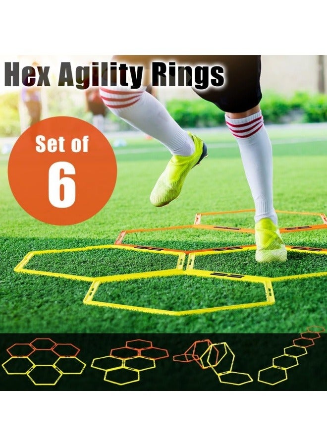 6 قطع حلقات خماسية الشكل للسرعة مع حقيبة – حلقات سداسية، حواجز مرونة لتدريب القدمين مع حقيبة - Image 3