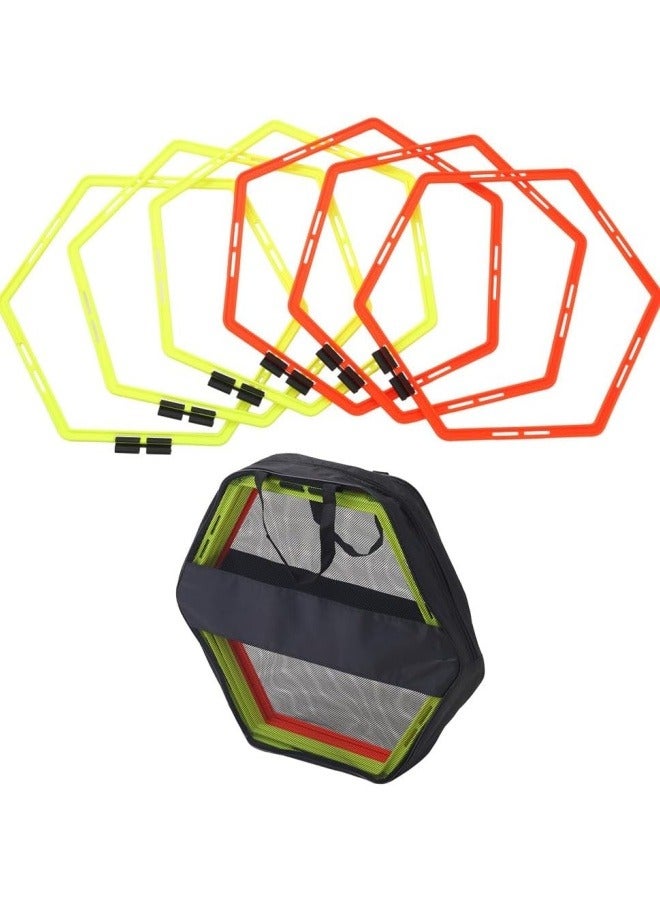 6 قطع حلقات خماسية الشكل للسرعة مع حقيبة – حلقات سداسية، حواجز مرونة لتدريب القدمين مع حقيبة - Image 4