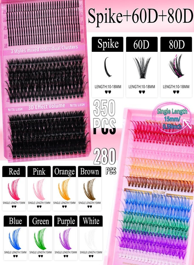 RITALASH Lash Clusters Kit Bulk 3D Effect Eyelash Clusters Kit Cat Eye Lashes Cluster Eyelash Extensions Pack Colored Lashes Cluster Pestañas Postizas Naturales+Bond&Seal,Remover,Tweezers,Cleanser(Lash Kit-7) - Image 4