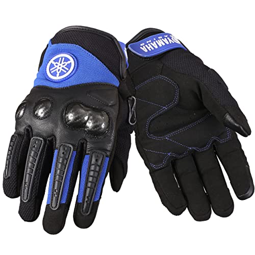 Yamaha Bike Riding Gloves Leather and Mesh (L Size, Blue) Y6ABURG10L21 - Image 1