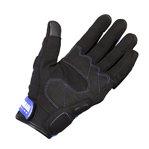 Yamaha Bike Riding Gloves Leather and Mesh (L Size, Blue) Y6ABURG10L21 - Image 4
