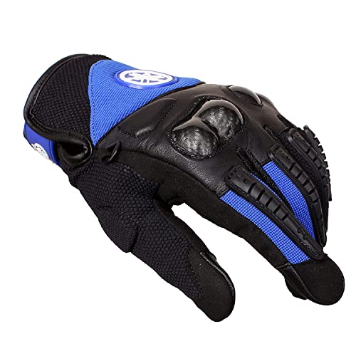 Yamaha Bike Riding Gloves Leather and Mesh (L Size, Blue) Y6ABURG10L21 - Image 5