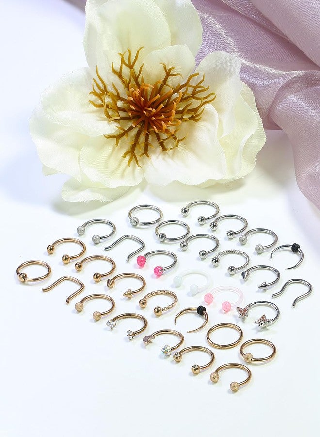 Cisyozi 16G Horseshoes Black Septum Jewelry Stainless Steel Horseshoe Septum Ring Nose Rings Hoop Helix Daith Cartilage Tragus Earrings Eyebrow Body Piercing Jewelry 6-14mm, Metal Crystal, - Image 2