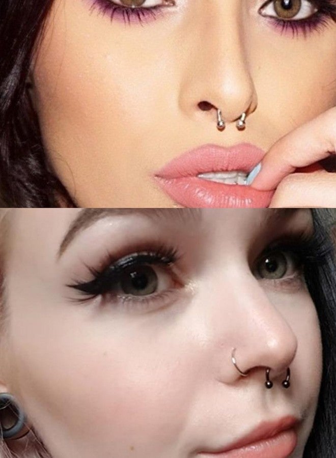 Cisyozi 16G Horseshoes Black Septum Jewelry Stainless Steel Horseshoe Septum Ring Nose Rings Hoop Helix Daith Cartilage Tragus Earrings Eyebrow Body Piercing Jewelry 6-14mm, Metal Crystal, - Image 5