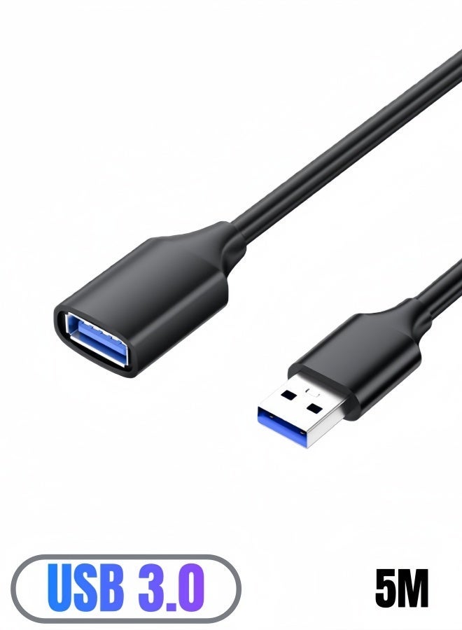 الصفحة الرئيسية كابل تمديد USB 3.0 (5 أمتار) – كابل ذكوري إلى أنثوي | غير مخصص لمحركات الأقراص الصلبة والكاميرات | مثالي للوحات المفاتيح والطابعات ووحدات التخزين المحمولة وقارئات البطاقات - Image 1