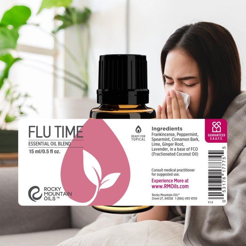 Rocky Mountain Oils Flu Time Essential Oil Blend with Essential Oils - Aromatherapy Oils for Topical Use - Therapeutic Grade Essential Oils - 15ml - Image 2
