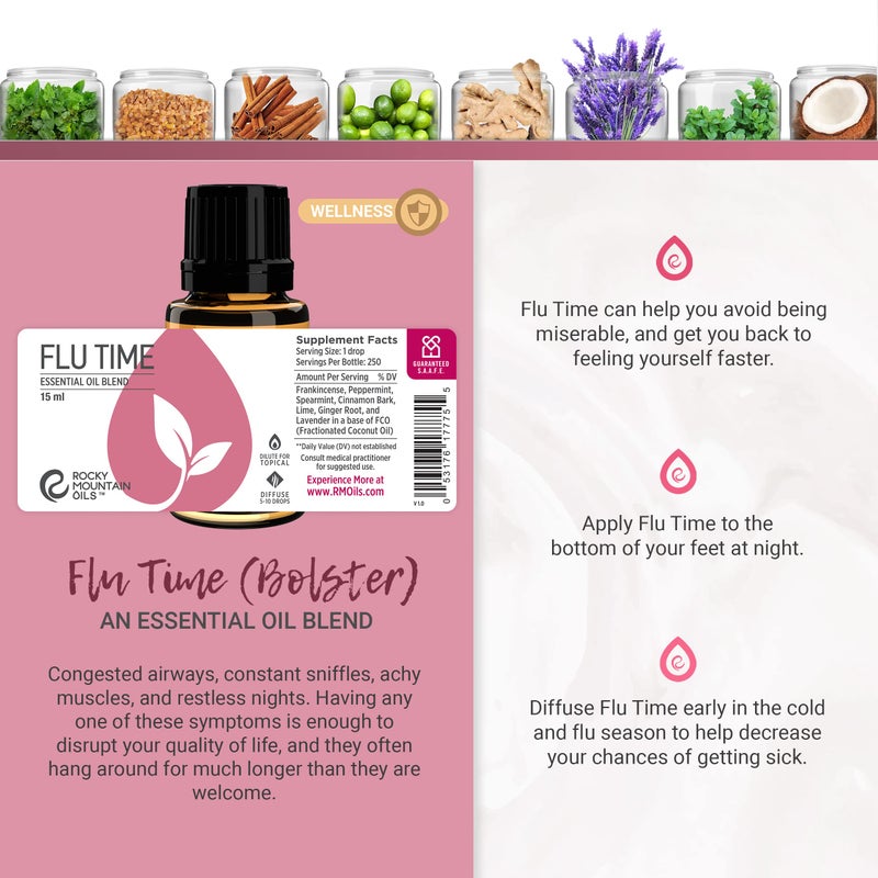 Rocky Mountain Oils Flu Time Essential Oil Blend with Essential Oils - Aromatherapy Oils for Topical Use - Therapeutic Grade Essential Oils - 15ml - Image 4