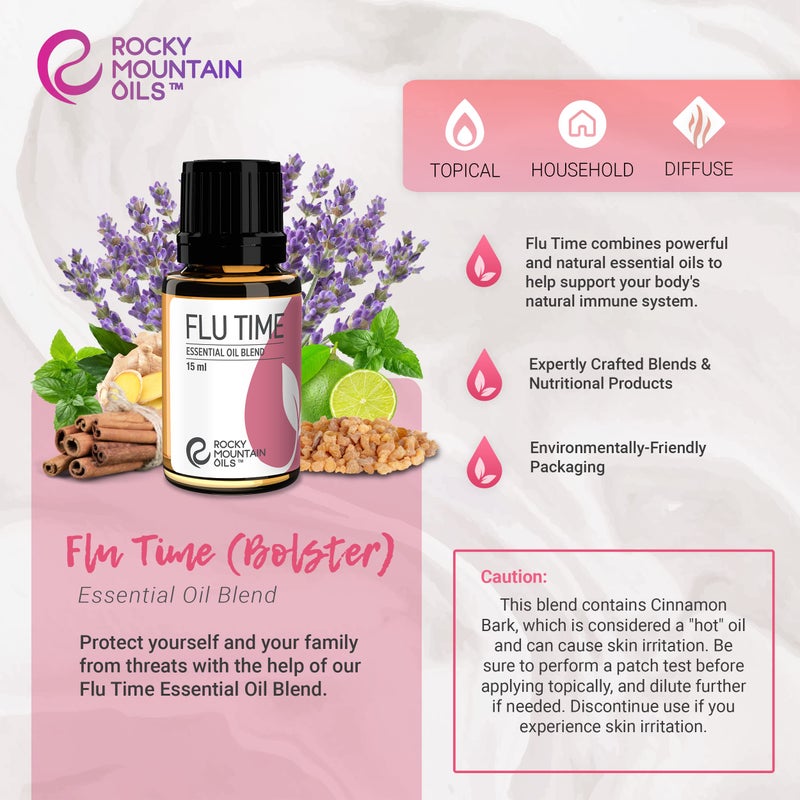 Rocky Mountain Oils Flu Time Essential Oil Blend with Essential Oils - Aromatherapy Oils for Topical Use - Therapeutic Grade Essential Oils - 15ml - Image 3
