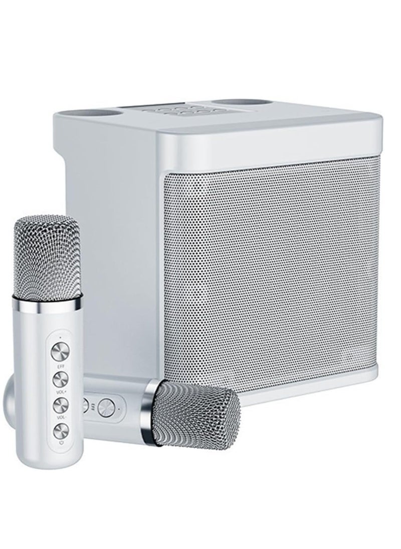 ELTRAZONE Karaoke Machine for Adults & Kids, Portable Bluetooth Karaoke Speaker with 2 Wireless Microphones, PA Speaker System for Indoor & Outdoor Parties, Family Fun Entertainment (White)  - Image 1