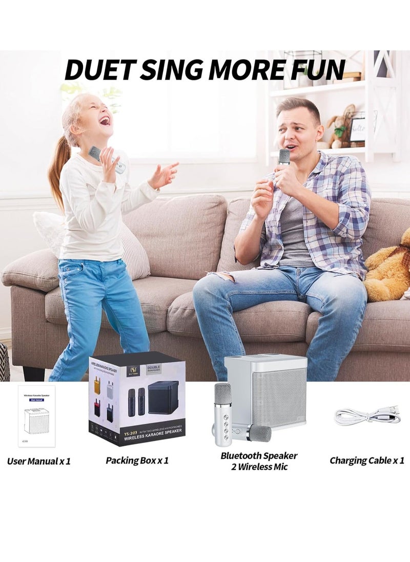ELTRAZONE Karaoke Machine for Adults & Kids, Portable Bluetooth Karaoke Speaker with 2 Wireless Microphones, PA Speaker System for Indoor & Outdoor Parties, Family Fun Entertainment (White)  - Image 3