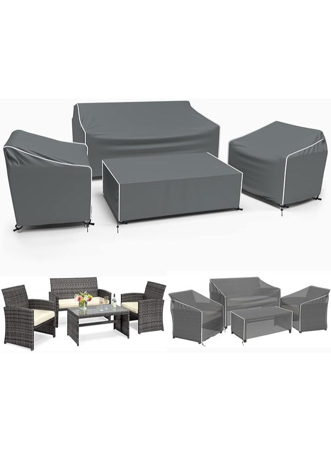 Patio Furniture Covers, Outdoor Furniture Cover Waterproof 4-Piece, Patio Furniture Set Covers, Heavy Duty Patio Covers, Ourdoor Sofa Cover, 2 Chair Covers, Coffee Table Cover Included - Image 1